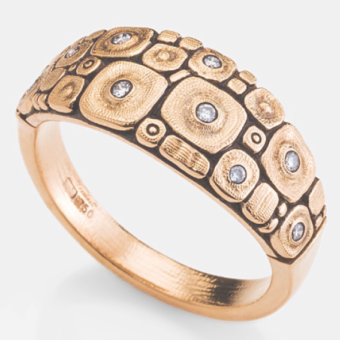 Šepkus R-216RD 18K Rose Gold and Diamond "Seashore" Dome Ring
