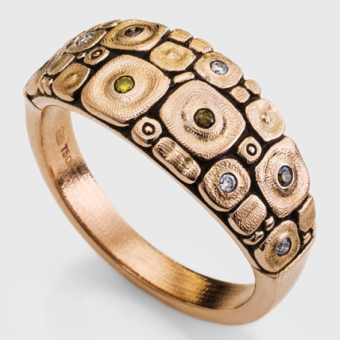 Šepkus R-216RDC 18K Rose Gold and Diamond "Seashore" Dome Ring