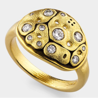 Šepkus R-223D 18K Yellow Gold and Diamond "Savoy" Dome Ring