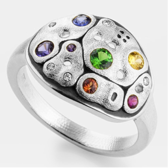 Šepkus R-223PS Platinum, Sapphire and Diamond "Savoy" Dome Ring