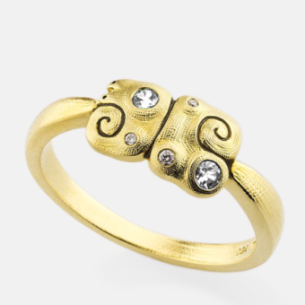 Šepkus R-229D 18K Yellow Gold and Diamond  "Flora" Ring