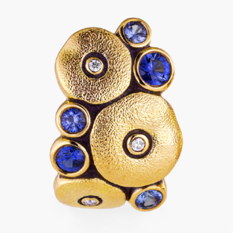 Šepkus E-100S 18K Yellow Gold, Diamond, and Sapphire "Orchard" Earrings