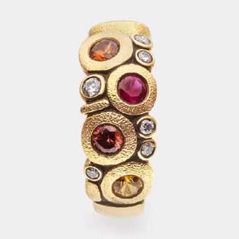 Šepkus E-122S(FIRE) "Candy" 18K Gold, Sapphire, Ruby and Diamond Earrings