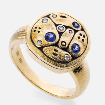 Šepkus R-234S 18K Yellow Gold, Sapphire, and Diamond  "Early Spring 2" Ring