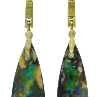 Šepkus E-142MD Boulder Opal Splits "Sticks and Stones" Dangle Earrings