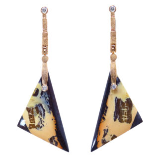 Šepkus E-167RMD 18K Rose Gold "Sticks and Stones" Opalized Wood Earrings