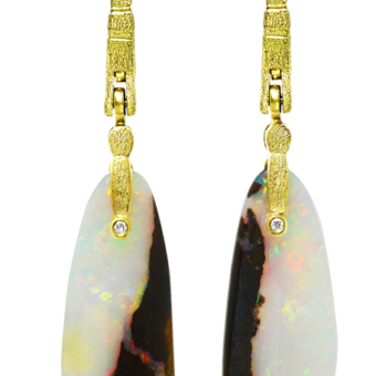 Šepkus E-142MD Boulder Crystal Opal Wings "Sticks and Stones" Dangle Earrings