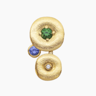 Šepkus E-253S "Orchard" 18K, Tsavorite, Sapphire, and Diamond Earrings