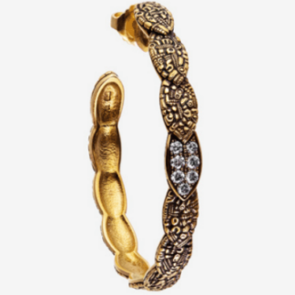 Šepkus E-279D 18K and Diamond "Pavé Leaf" Hoop Earrings